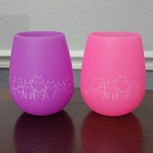 Set of two Cat Lady Silicone Wine Cups